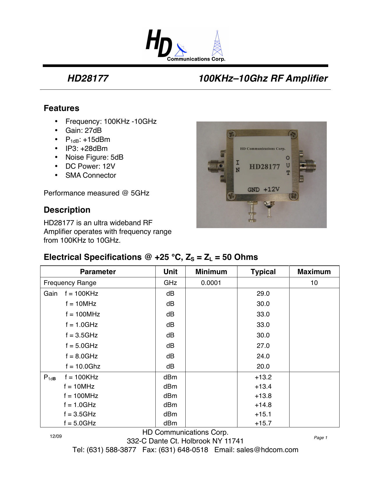 New LPA-10-20 SMA 100KHz-10GHz Wideband RF Amplifier 