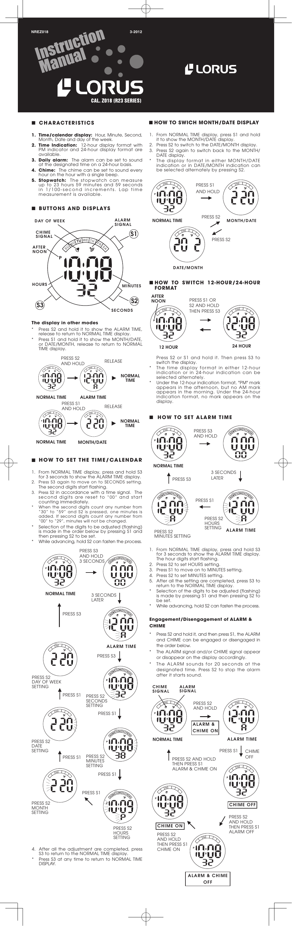 Lorus digital discount watch instructions