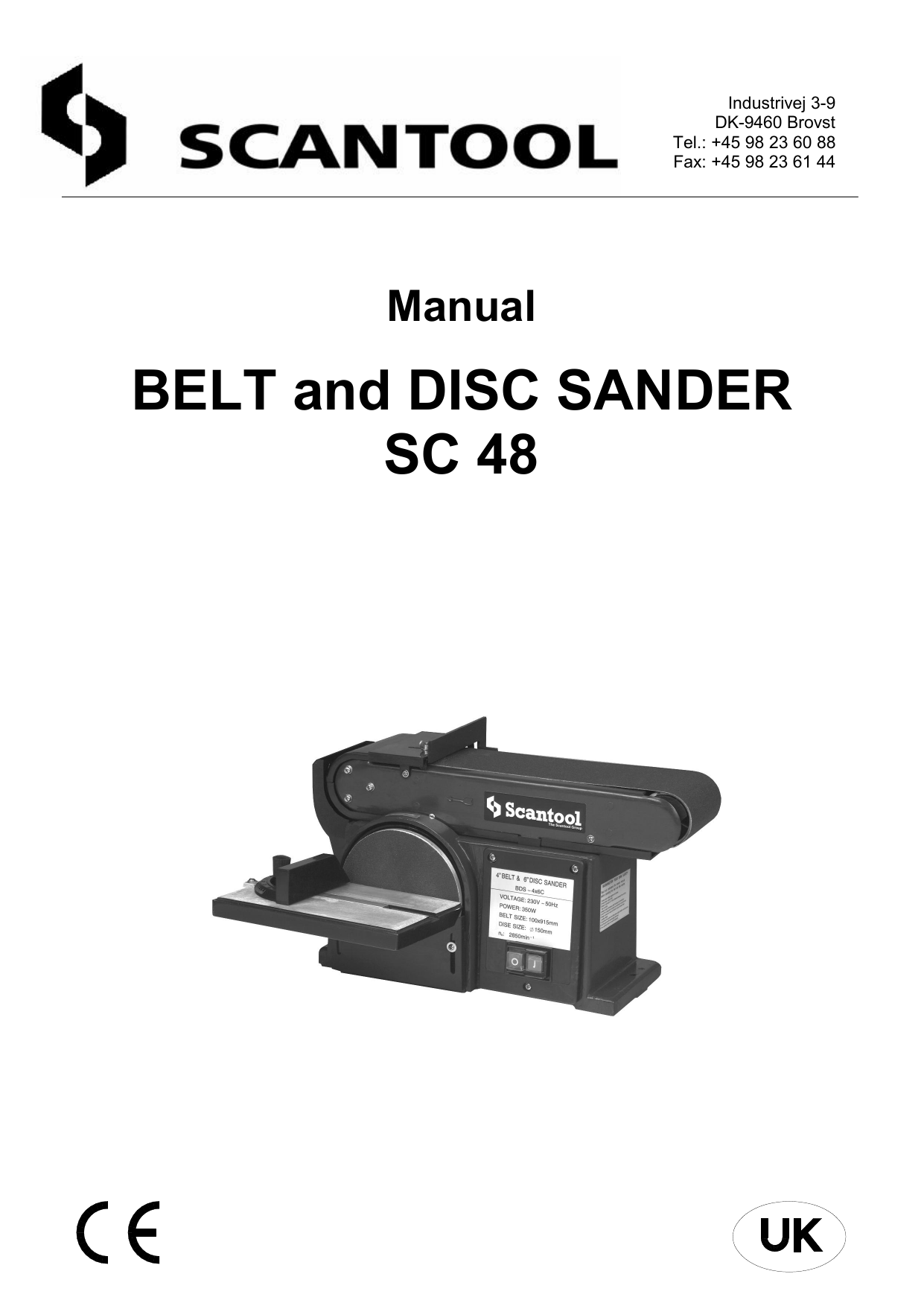 Belt And Disc Sander Sc 48 Manualzz