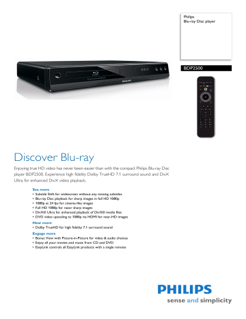BDP2500/12 Philips Blu-ray Disc player | Manualzz