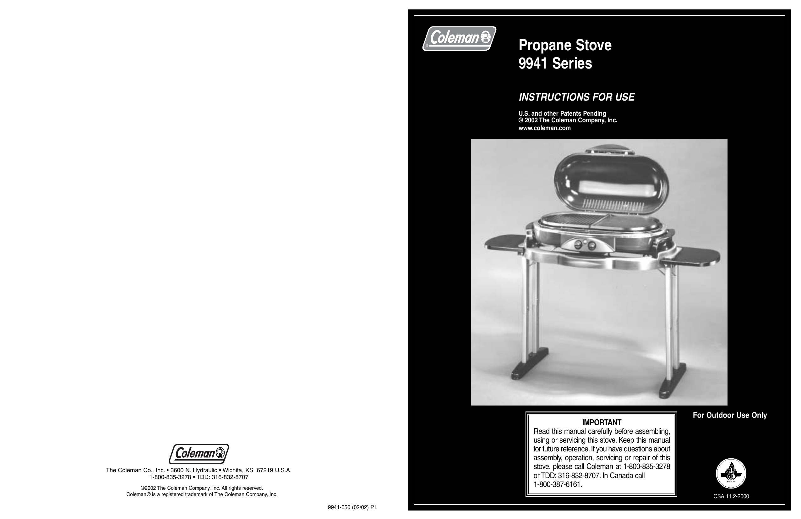Propane Stove 9941 Series Manualzz