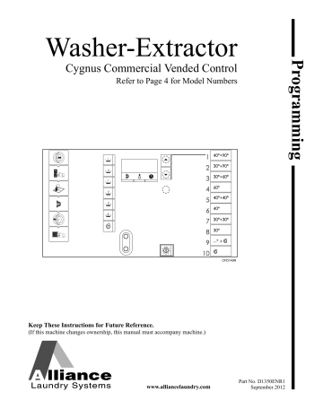 Programming for Washer-Extractor, Cygnus Select | Manualzz