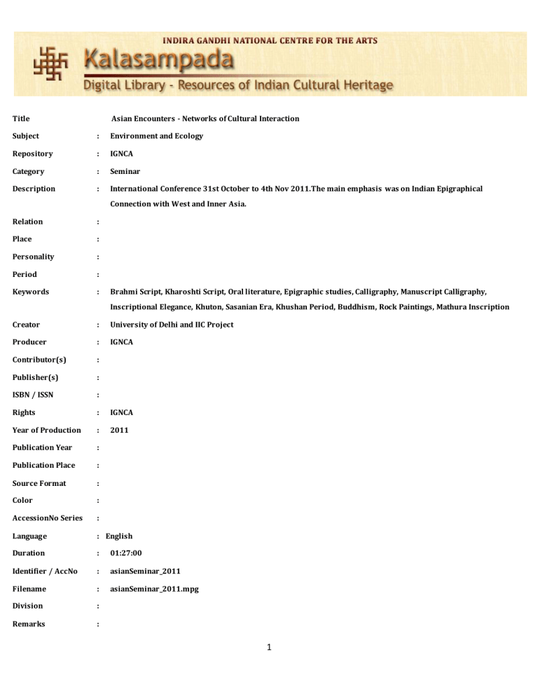 Title Asian Encounters Networks Of Cultural Interaction Subject Manualzz