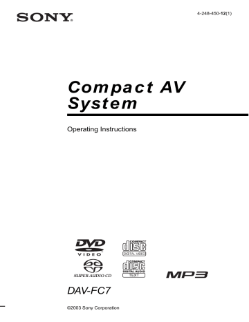 Sony DAV-FC7 Operating instructions | Manualzz