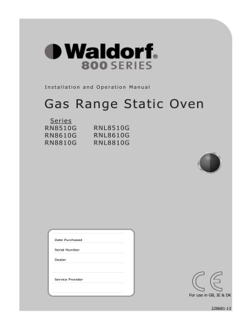 Gas Range Static Oven | Manualzz
