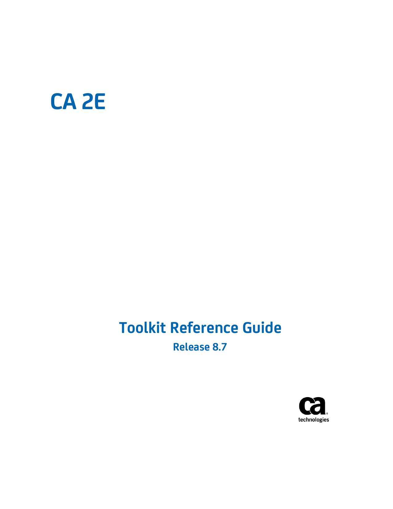 CA 2E Toolkit Reference Guide Manualzz