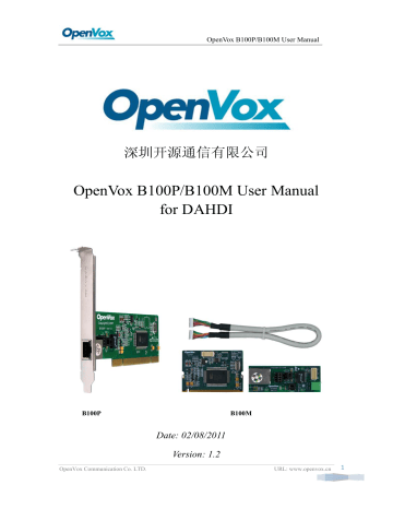 OpenVox B100P/B100M User Manual For DAHDI | Manualzz