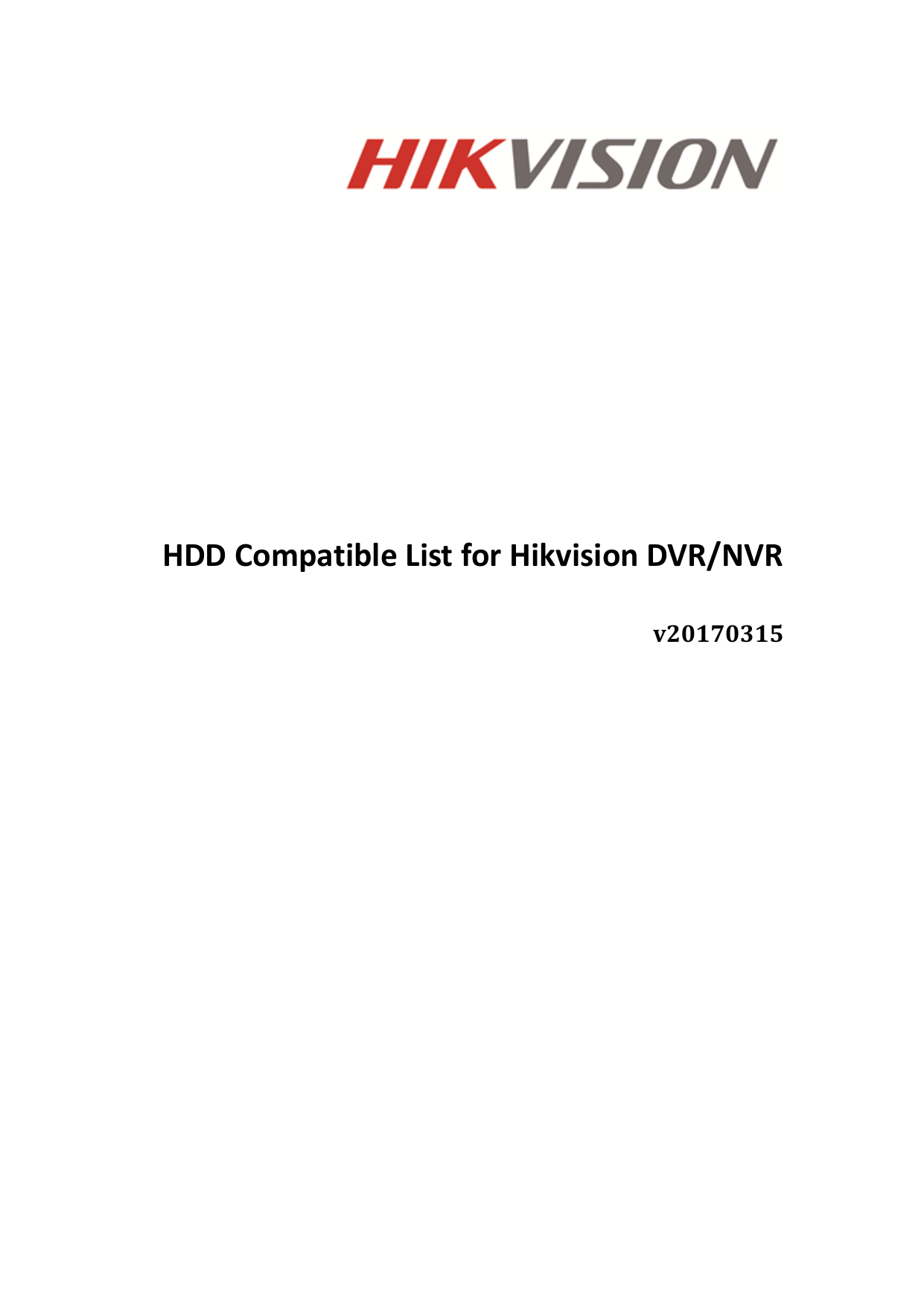 Hdd Compatible List For Hikvision Dvr Nvr pdf Manualzz