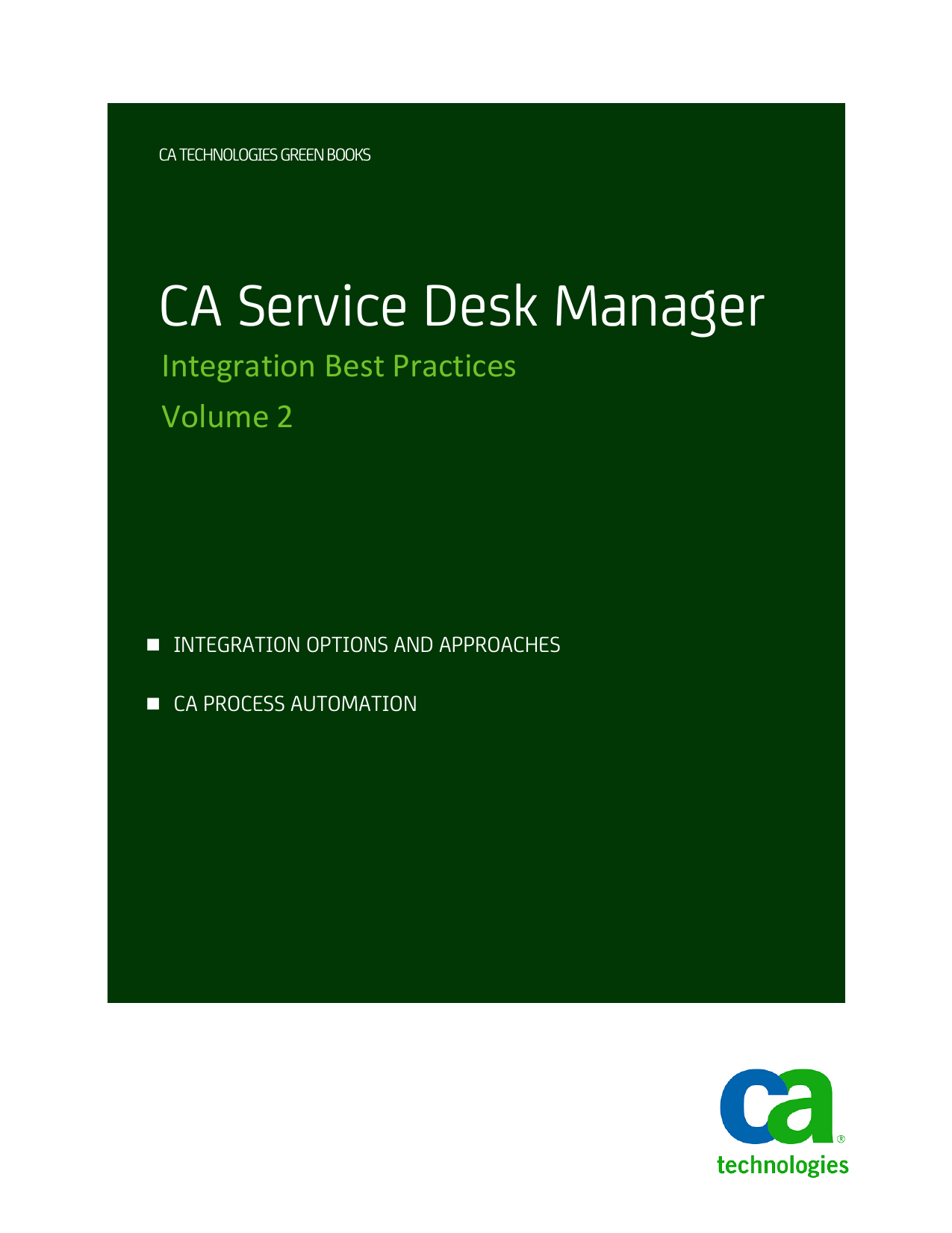 Ca Service Desk Manager Integrations Best Practices Volume 2