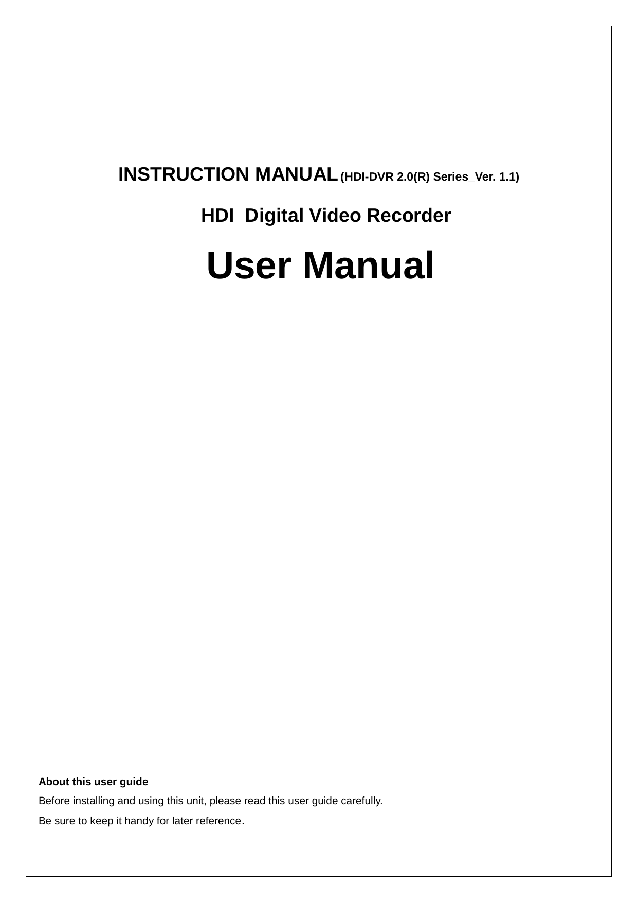 User Manual HDI DVR Manualzz