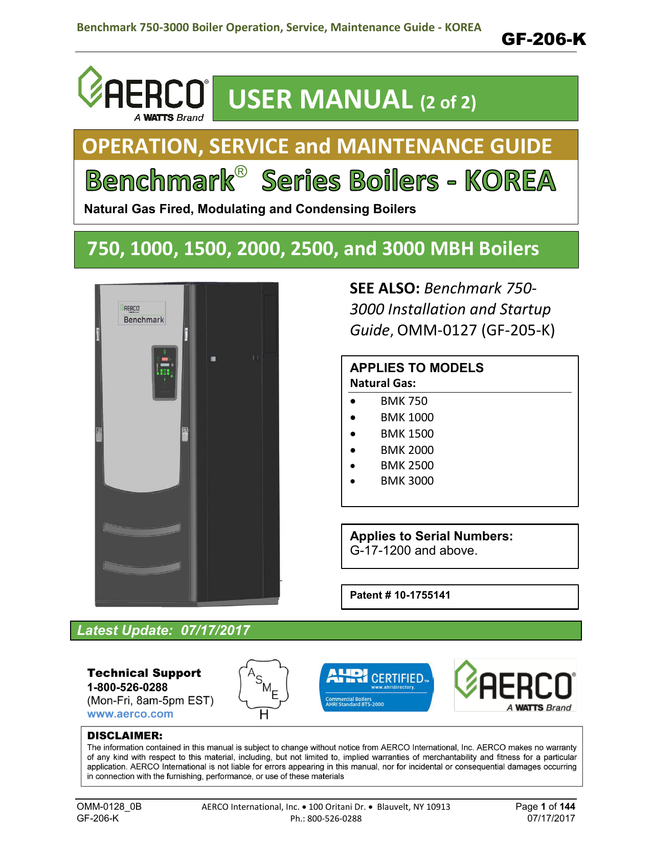Aerco 750 User manual Manualzz