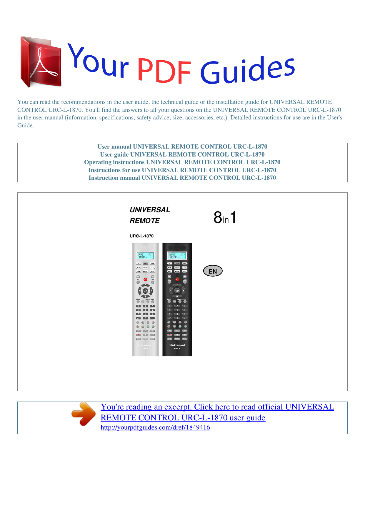 Lidl urc l 639 manuals download