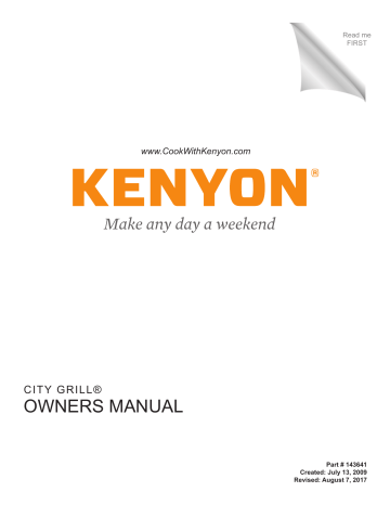 Kenyon OWNERS MANUAL | Manualzz