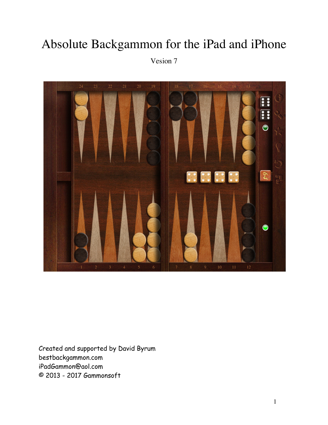 Manual for Absolute Backgammon/Acey Deucey for the iPad | Manualzz