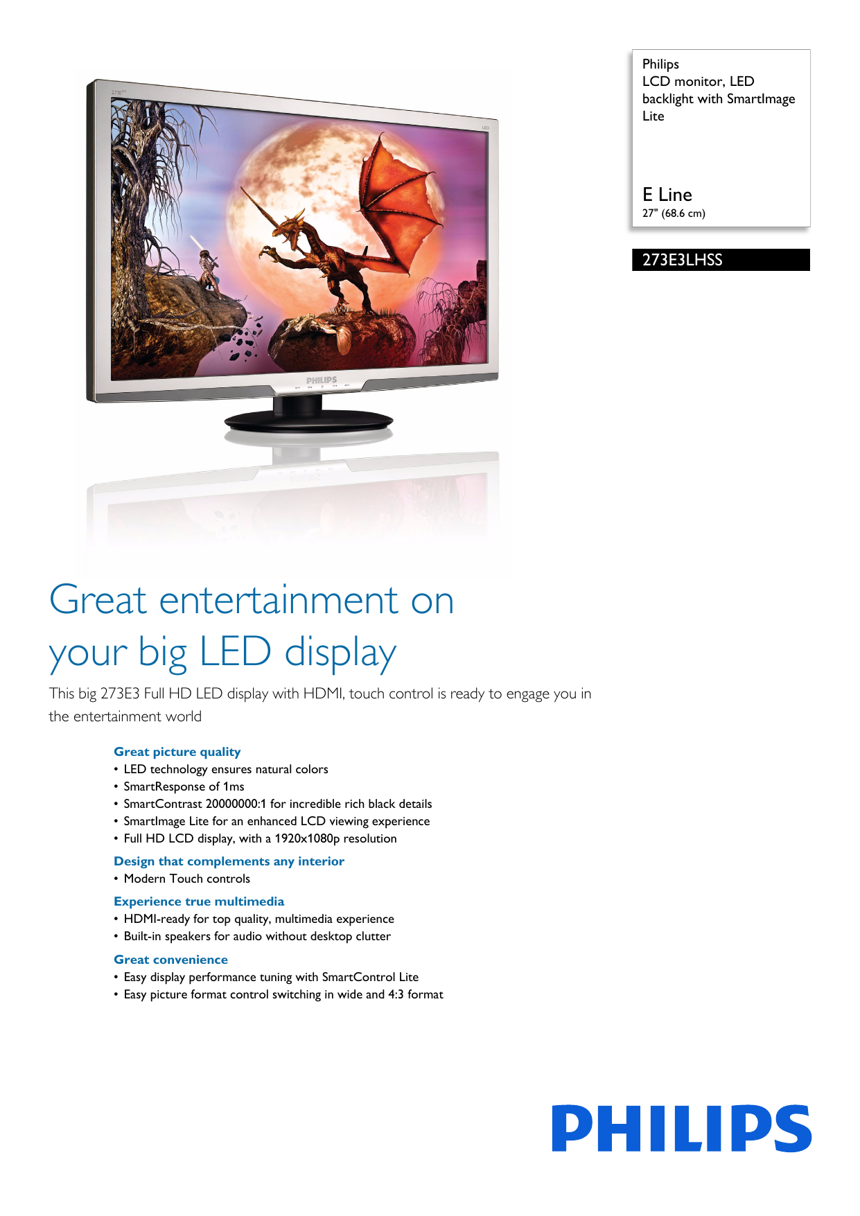 PHILIPS 273E3LHSS00 LCD MONITOR DRIVER (2019) PHILIPS 273E3LHSS00 LCD MONITOR DRIVER FOR WINDOWS
