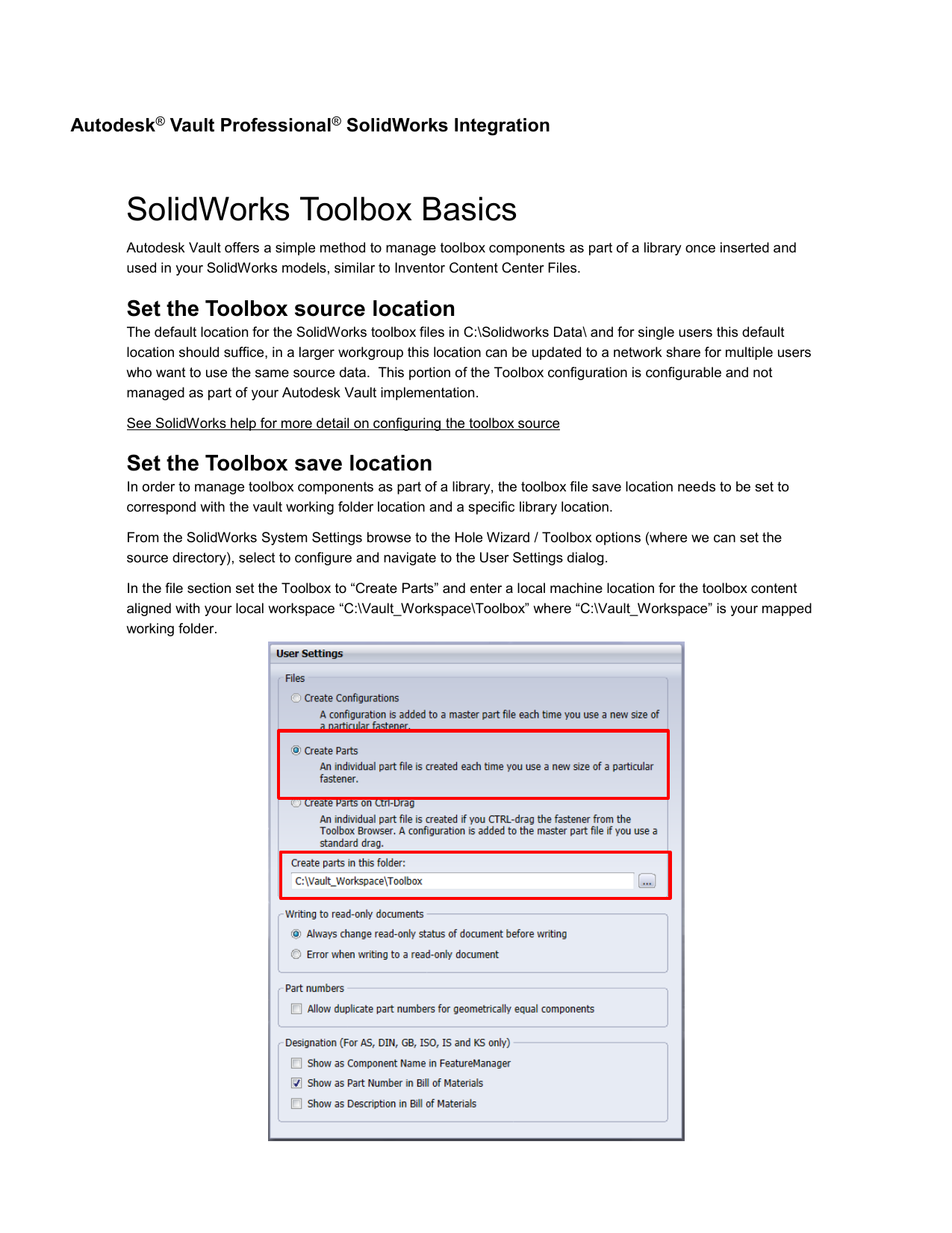 solidworks toolbox component new part