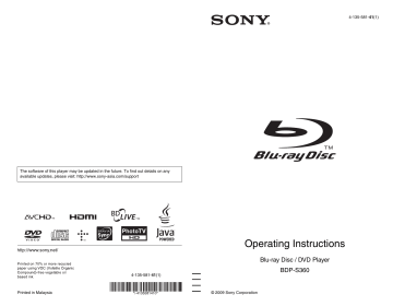 Precautions. Sony BDP-S360 | Manualzz