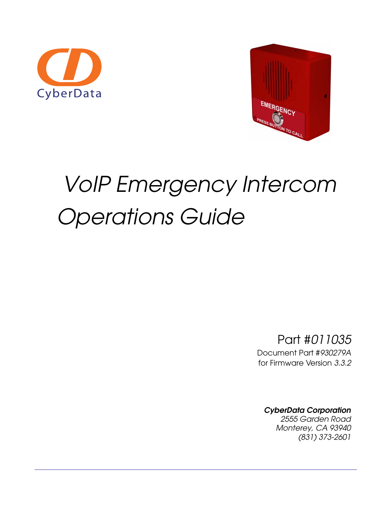 CyberData 011035 V2 SIP-enabled IP Indoor Emergency Intercom ...