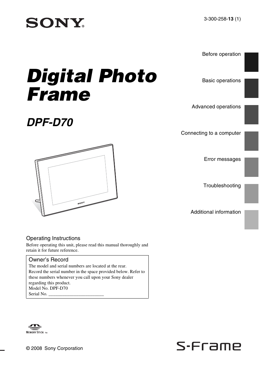 Sony DPFD70 User manual Manualzz