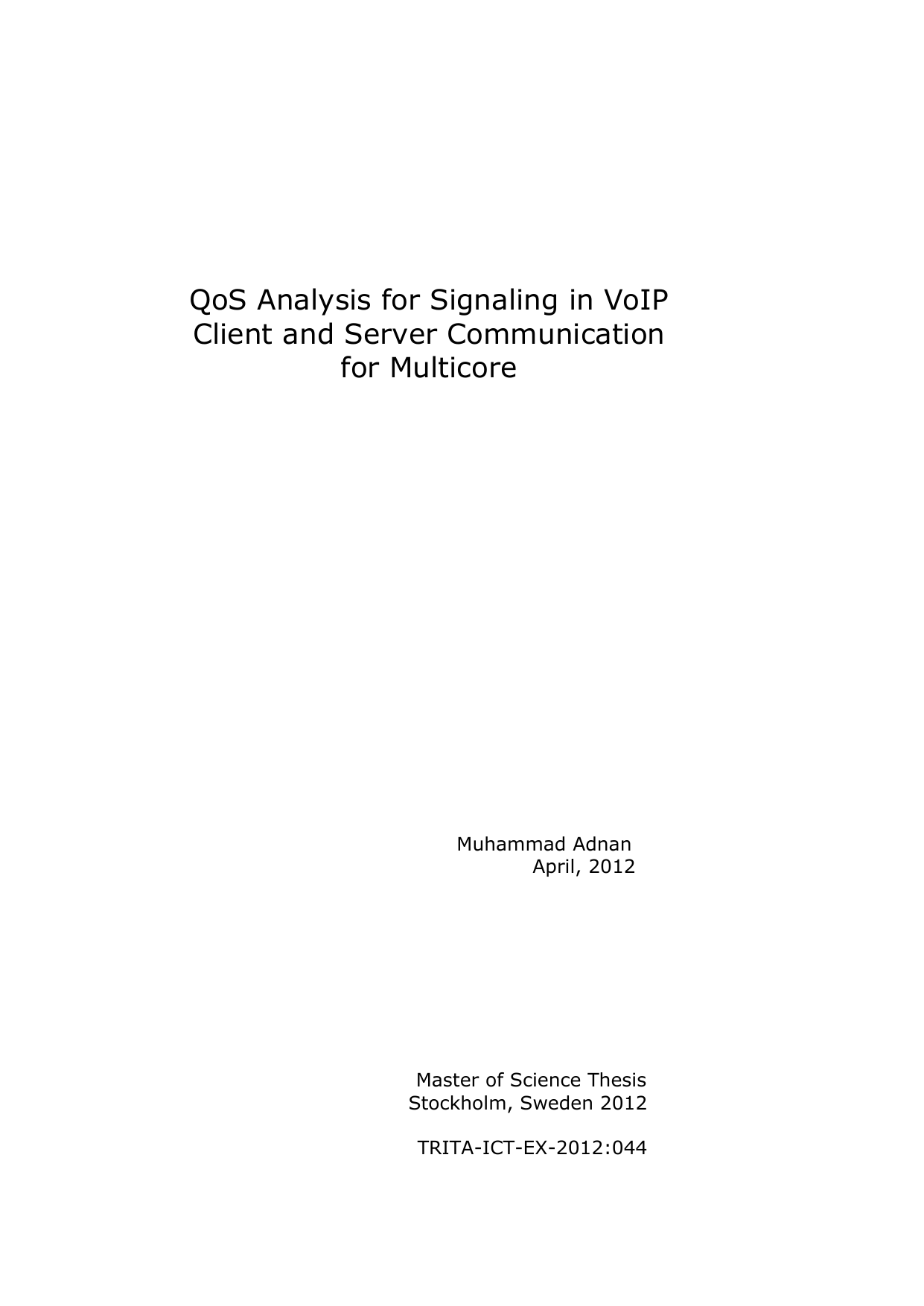 QoS Analysis for Signaling in VoIP Client and Server ... - 