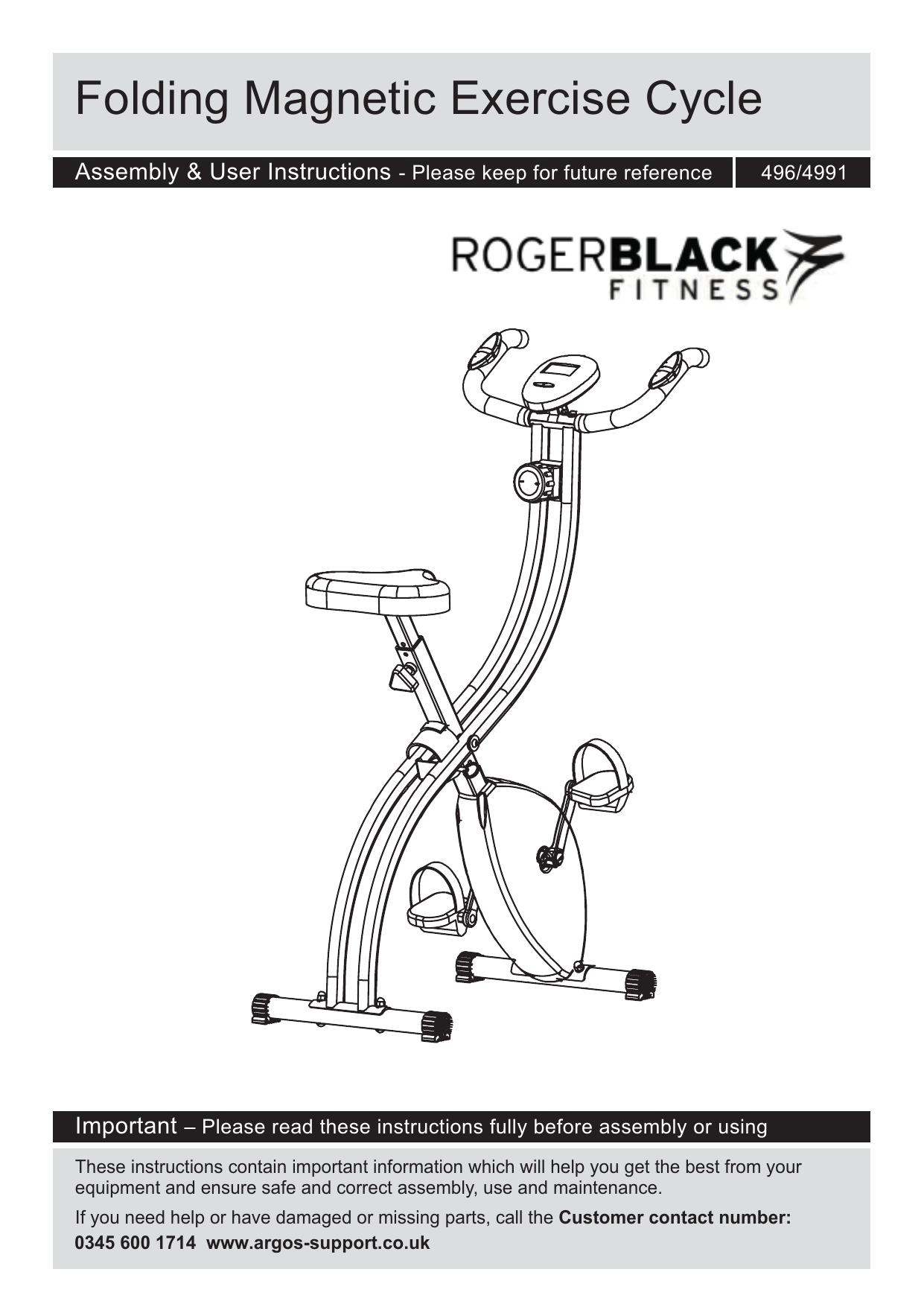 Roger black gold best sale magnetic exercise bike manual