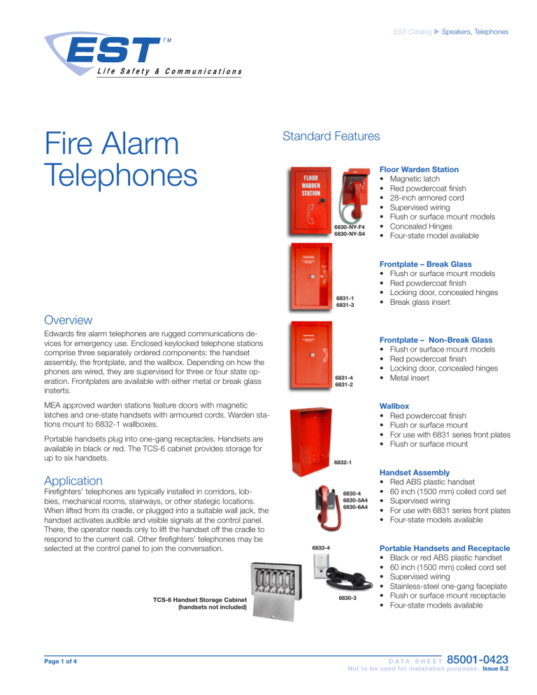 Specification Sheet   Fire Alarm Edwards | Manualzz