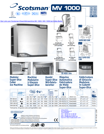 Scotsman Eiswürfelmaschine MV 1000 / MV 1006 | Manualzz