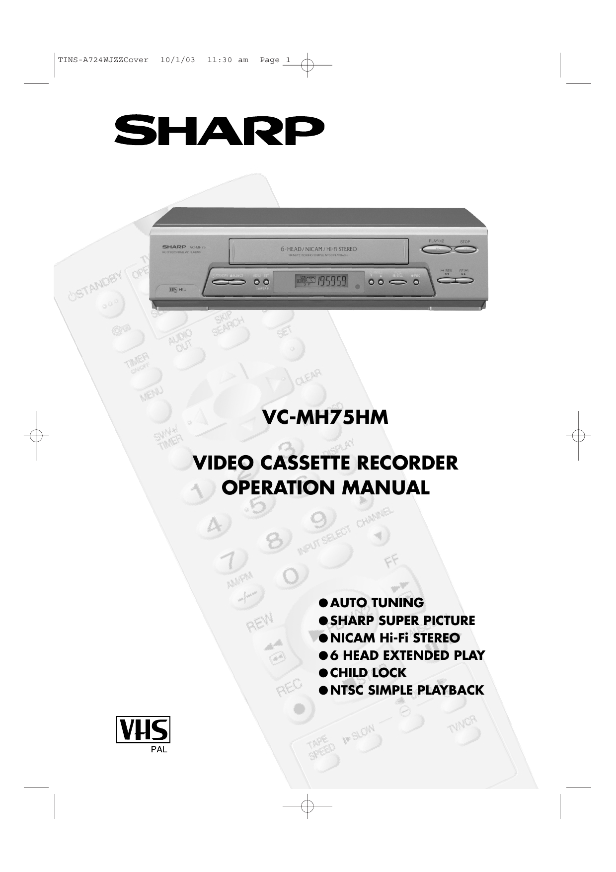 vcmh75hm video cassette recorder operation manual Manualzz