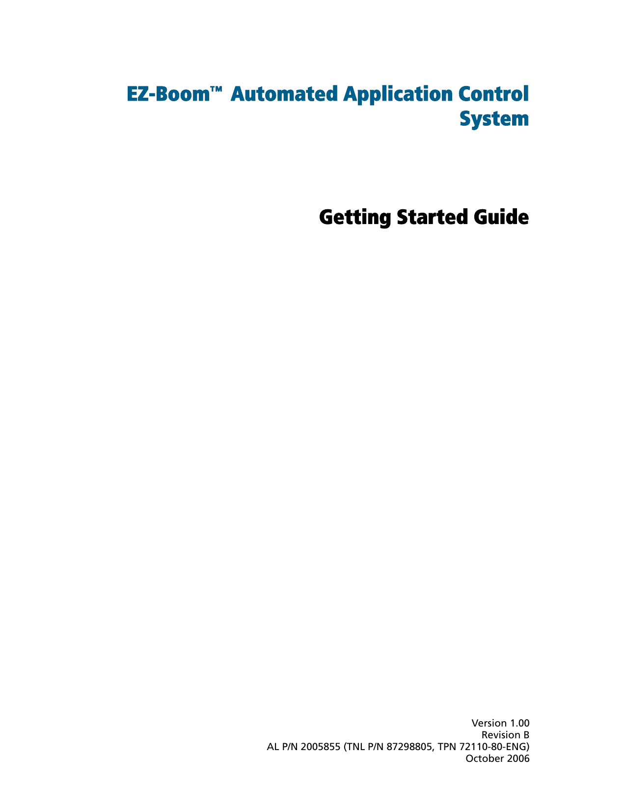 EZBoom™ Automated Application Control System Getting Started Manualzz