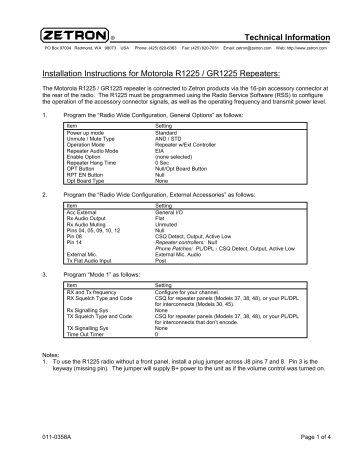 Installations Instructions for Motorola MTR2000 Stations | Manualzz