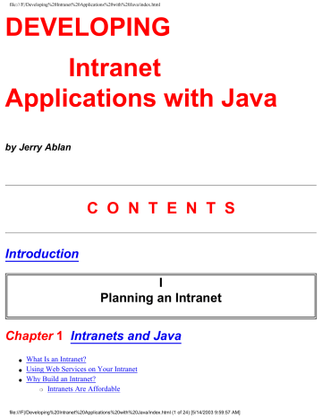 Developing Intranet Applications With Java Manualzz