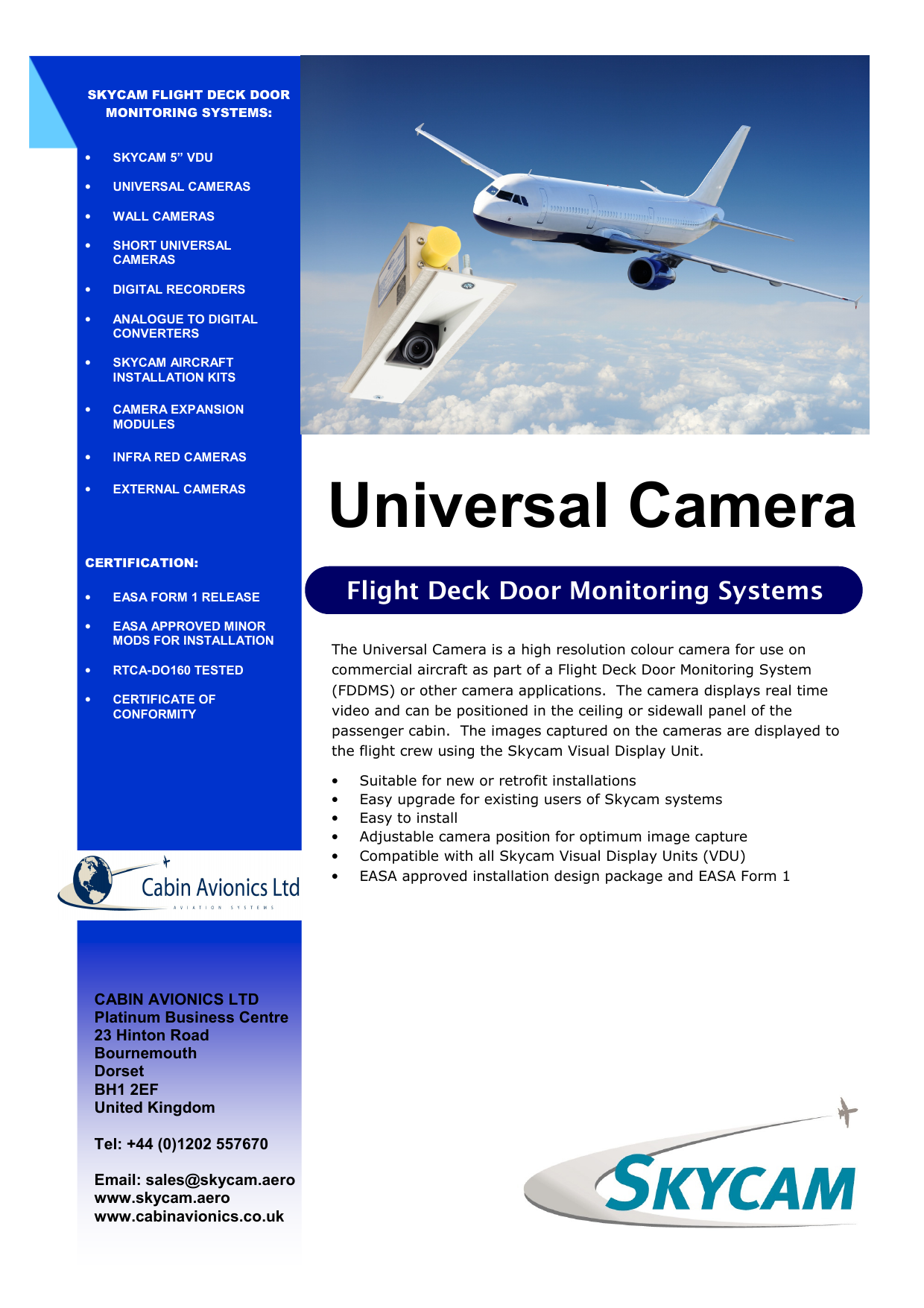 Skycam Universal Camera Brochure Manualzz