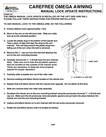 carefree omega awning manual lock update | Manualzz