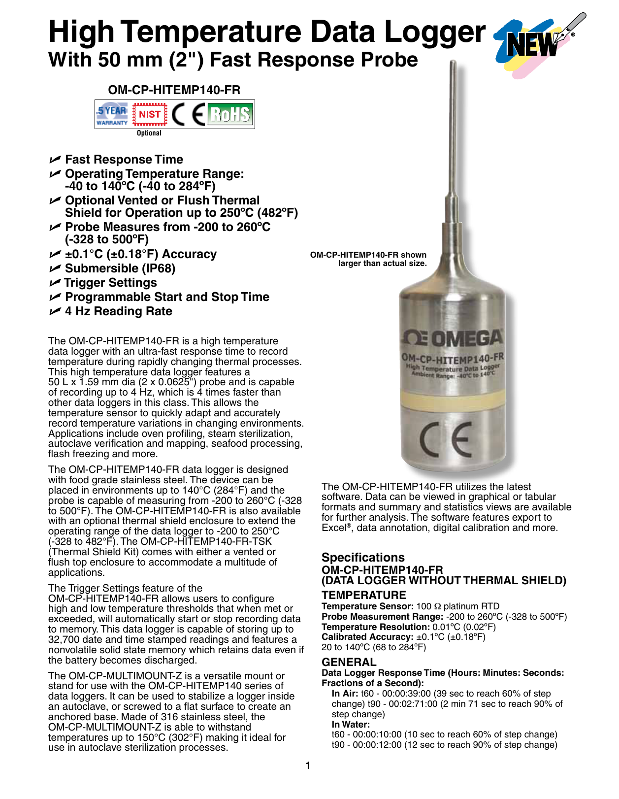 High Temperature Data Logger With 50 Mm 2 Fast Response Probe Manualzz