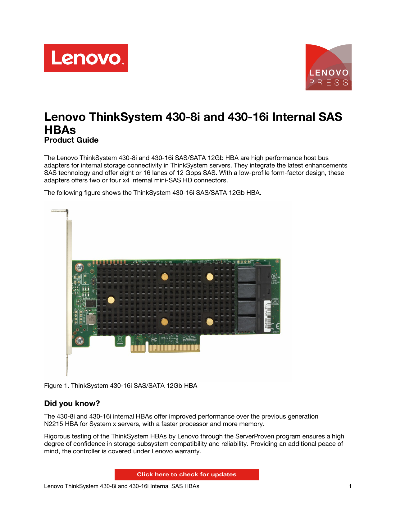 Lenovo ThinkSystem 430-8i and 430-16i Internal | Manualzz