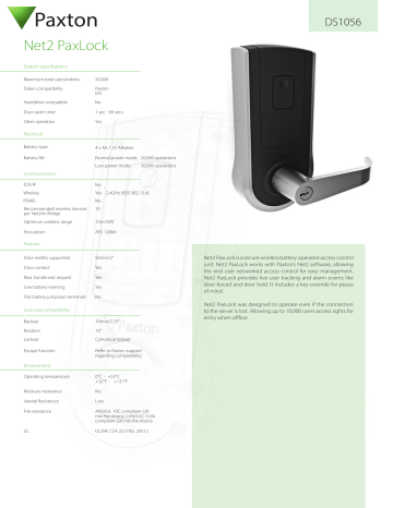 Paxton Net2 PaxLock | Manualzz