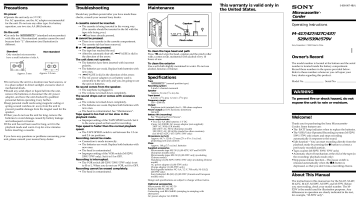 Sony M-529V User manual | Manualzz