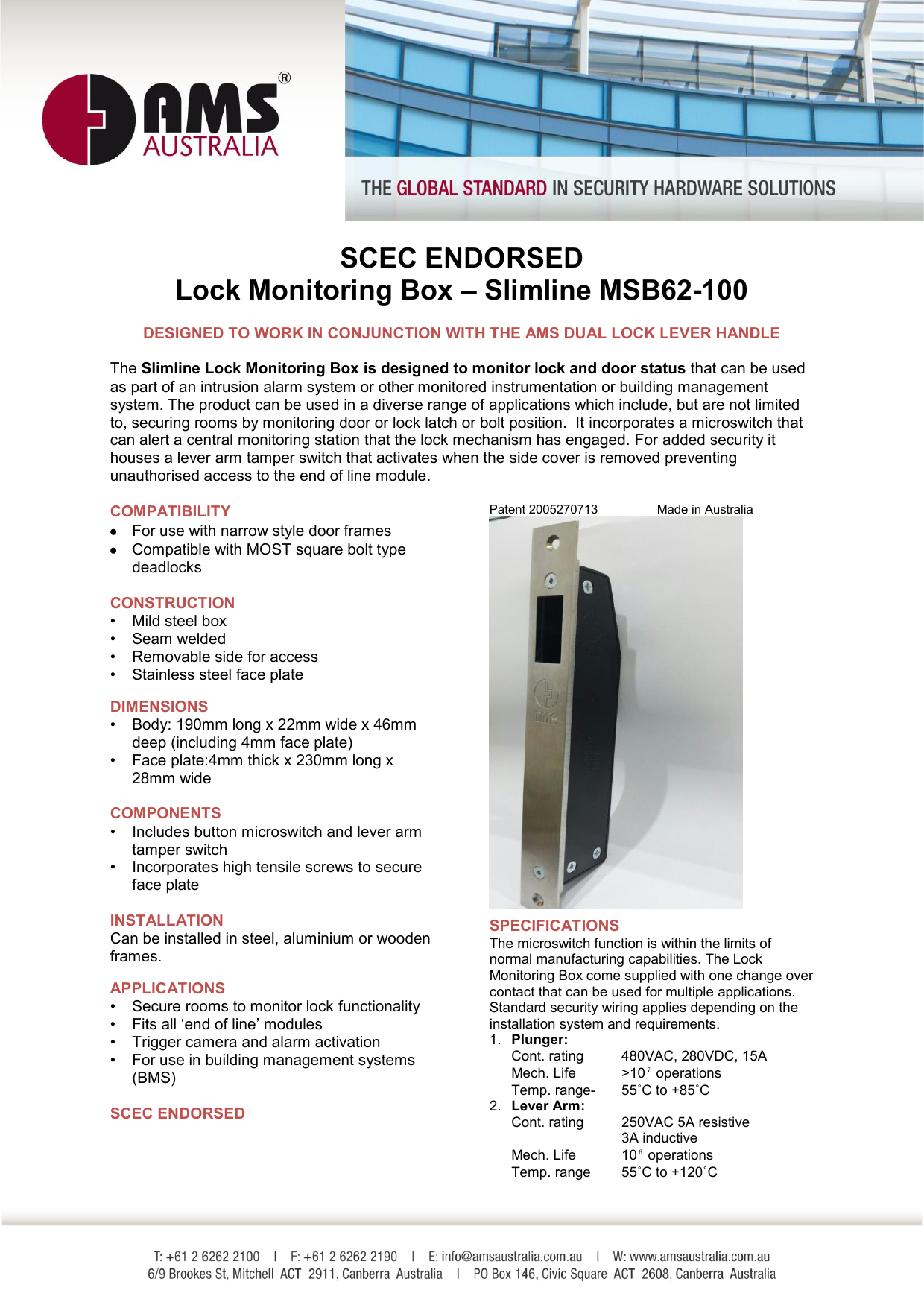 SCEC ENDORSED Lock Monitoring Box – Slimline | Manualzz