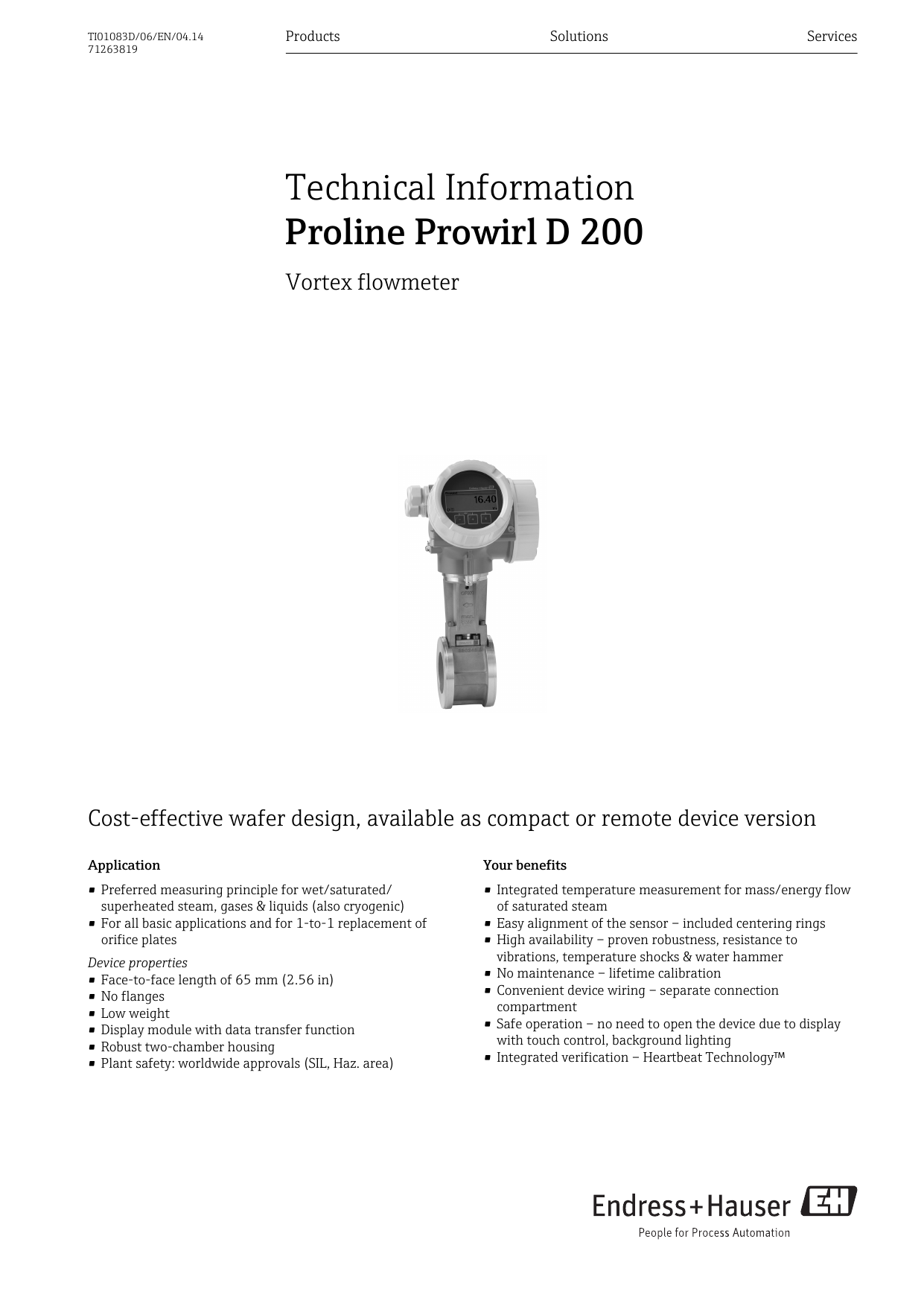 Proline Prowirl D 200 Endress+Hauser Portal Manualzz