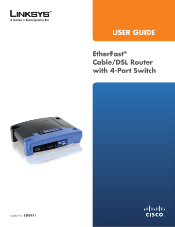 Linksys BEFSR41 EtherFast Cable/DSL Router User Guide | Manualzz