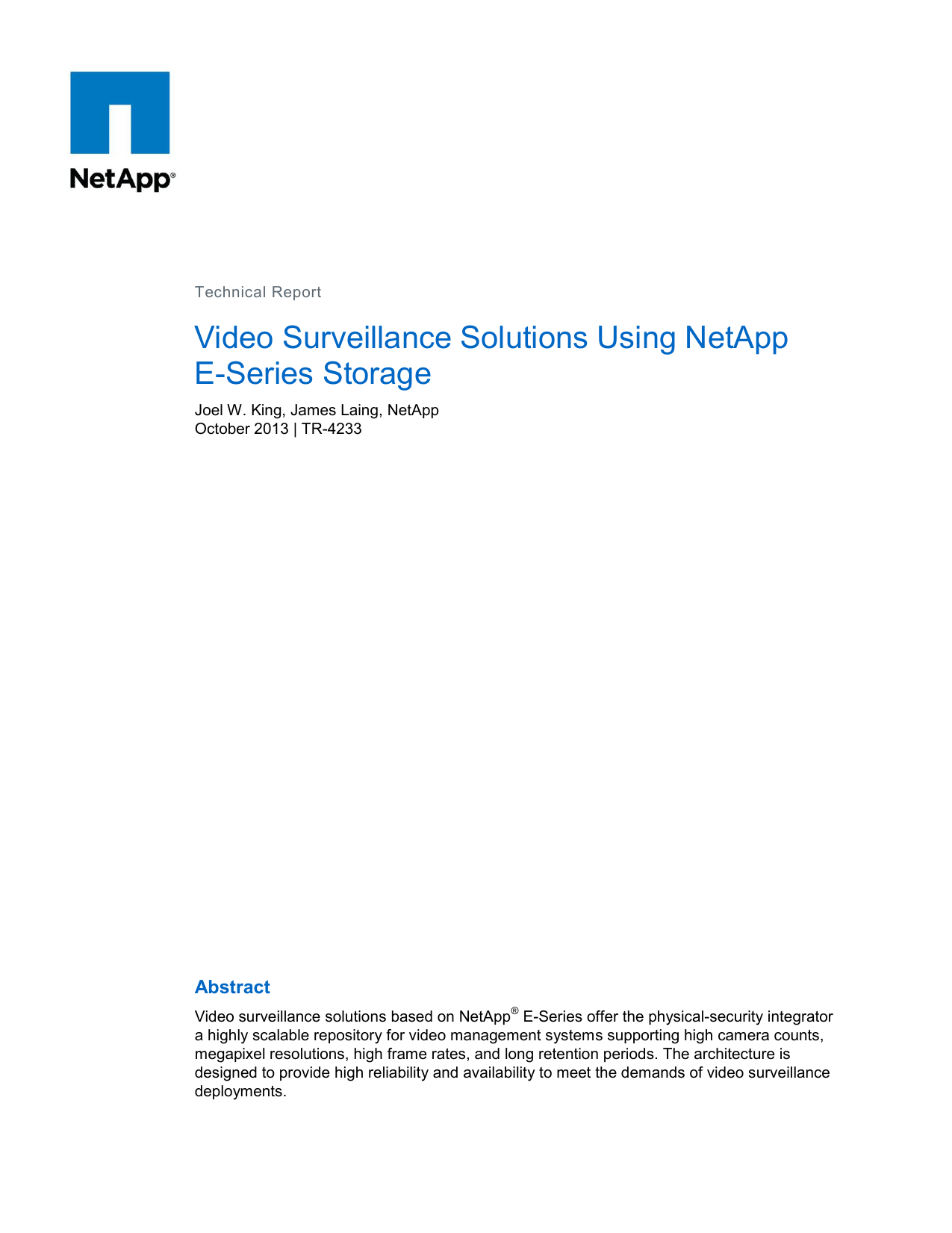 Video Surveillance Solutions Using Netapp E Series Manualzz