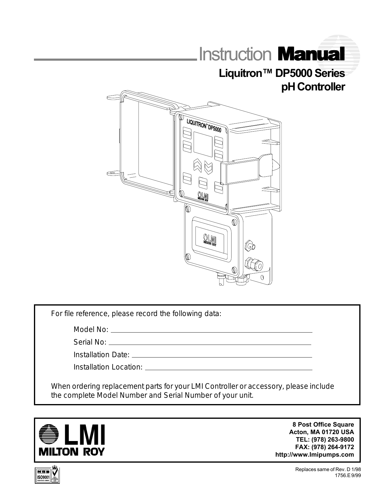 DP5000 Series Liquitron pH Controller Instructions Manualzz