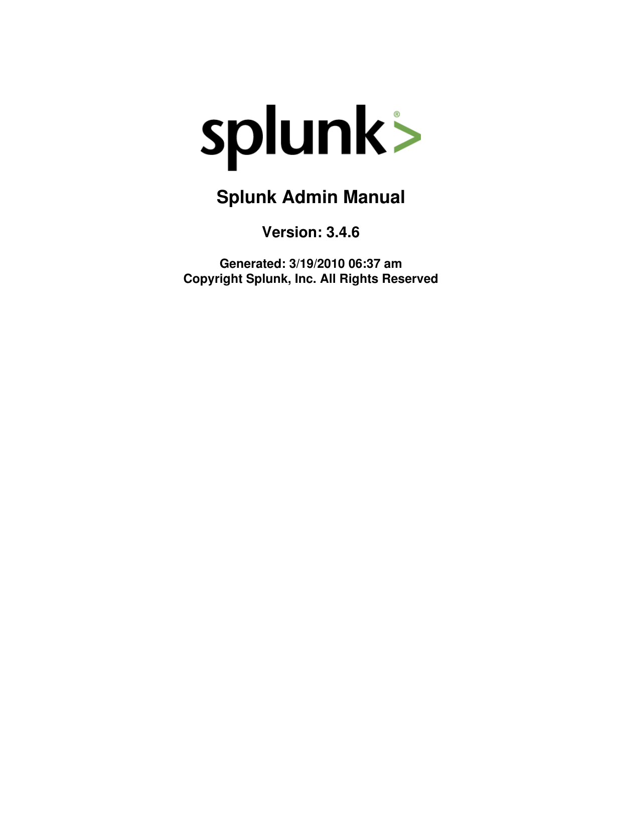 Splunk Admin Manual Getting Started