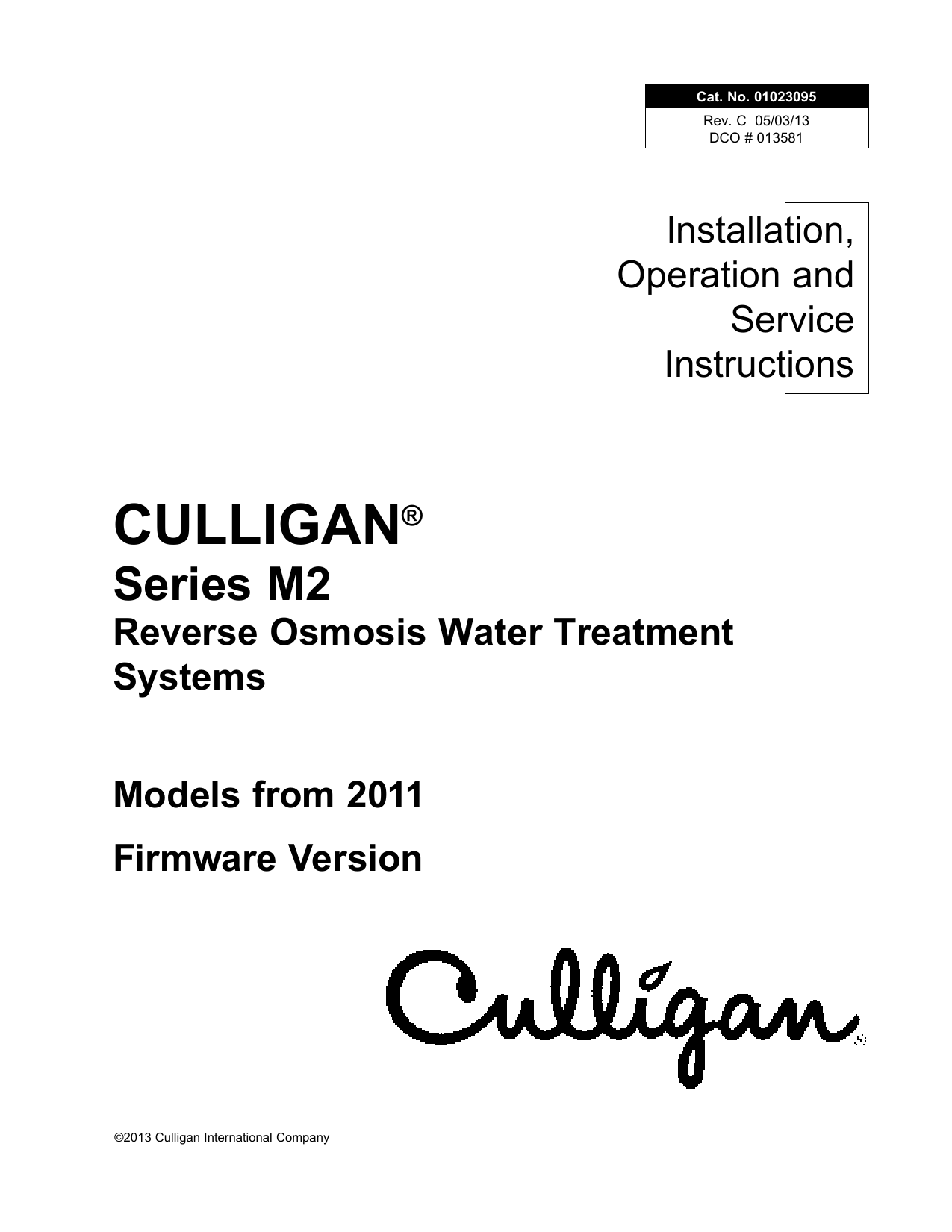 Culligan M2 3 Installation Operation And Service Instructions Manualzz