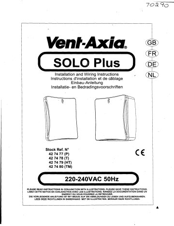 Vent-Axia SOLO Plus Installation And Wiring Instructions | Manualzz