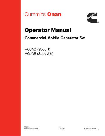 CUMMINS HGJAA, HGJAB, Onan 5.5 HGJAE Operator's Manual | Manualzz