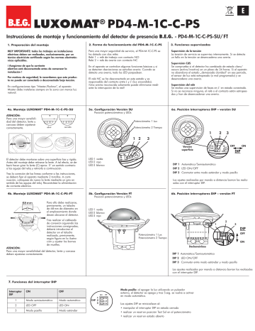 B.E.G. LUXOMAT PD4-M-1C-C-PS-FT Instrucciones De Montaje | Manualzz