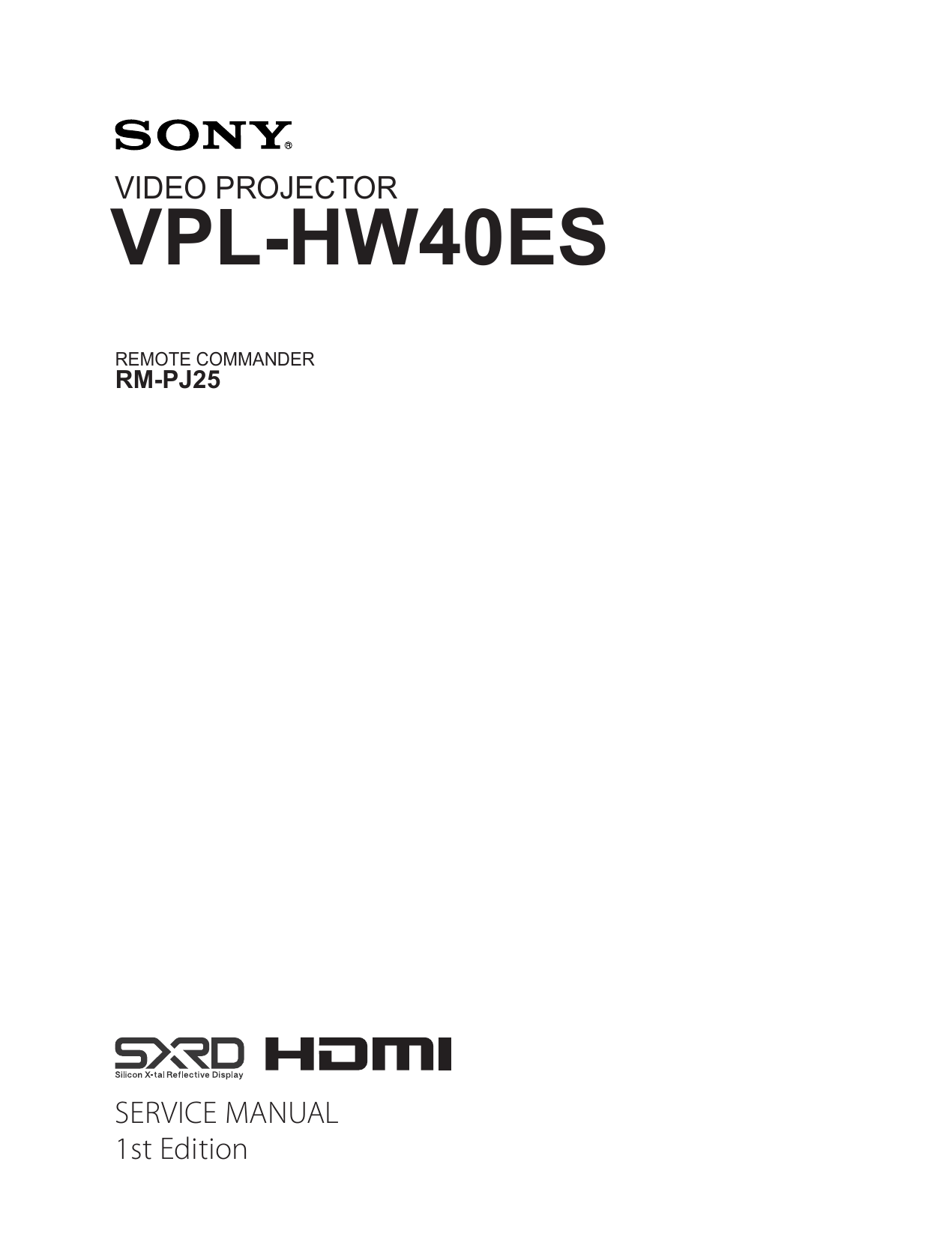 Sony RM-PJ25, VPL-HW40ES Service Manual | Manualzz
