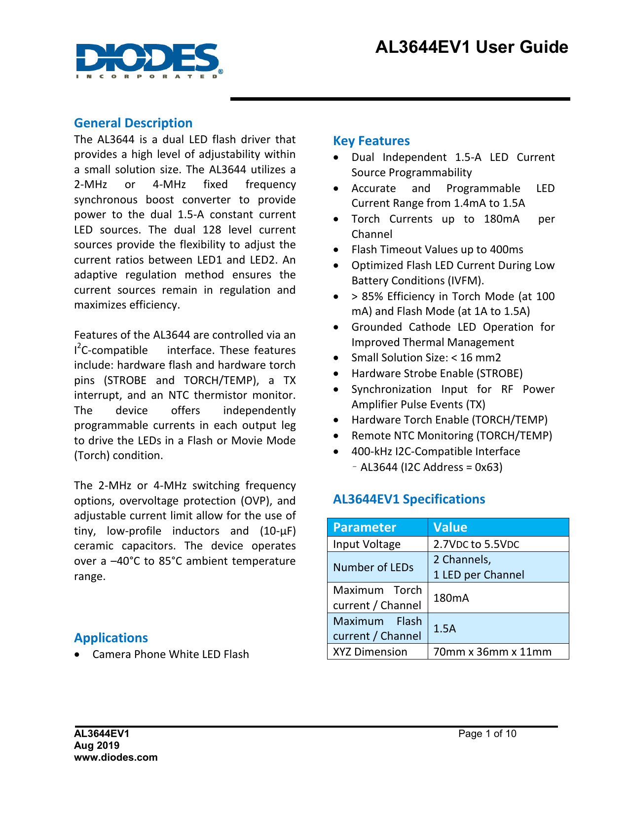 AL3353 Datasheet by Diodes Incorporated