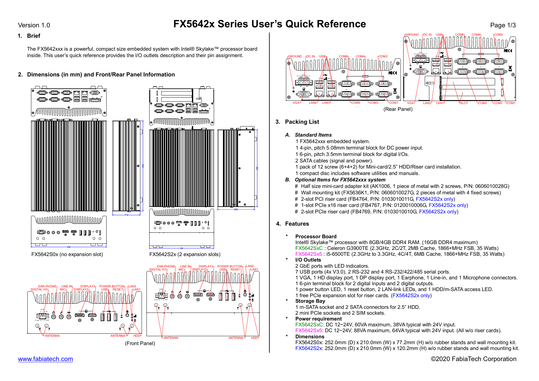 FabiaTech FX5642 Series Users Quick Reference | Manualzz
